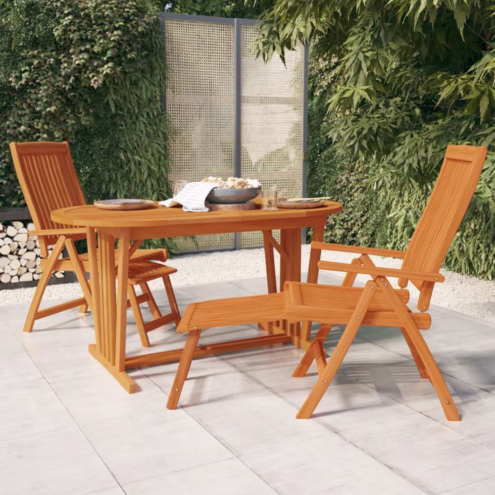 Vidaxl Skladacie záhradné stoličky s podnožkami 2 ks eukalyptový masív